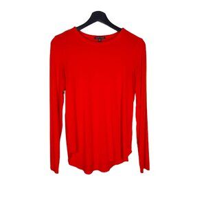 Eileen Fisher Red Long Sleeve Round Hem Top Small